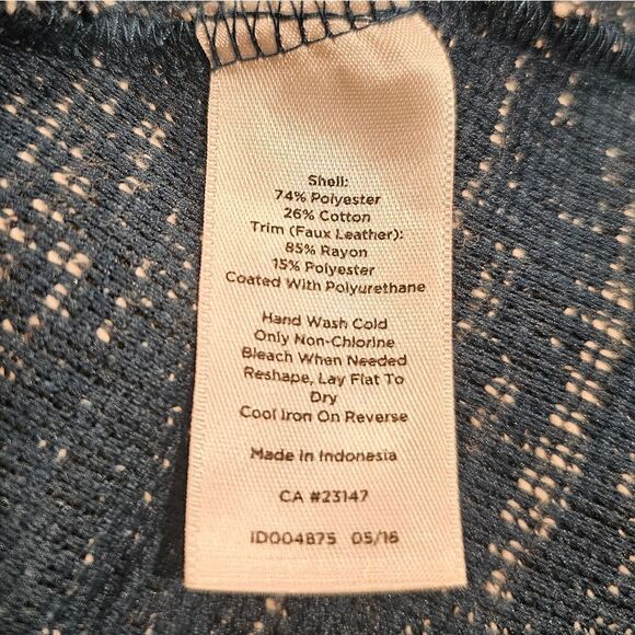 TALBOTS Tweed‎ Knit Fit and Flare Faux Leather Trim Dress - Size 16 Petite - Picture 9 of 10